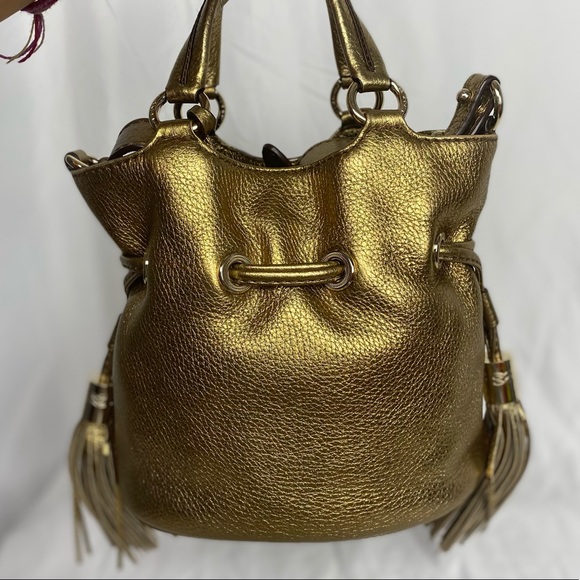 SOLD - Like New RARE Color Lancel Paris Leather Bucket Bag in  Gold - Picture 4 of 16